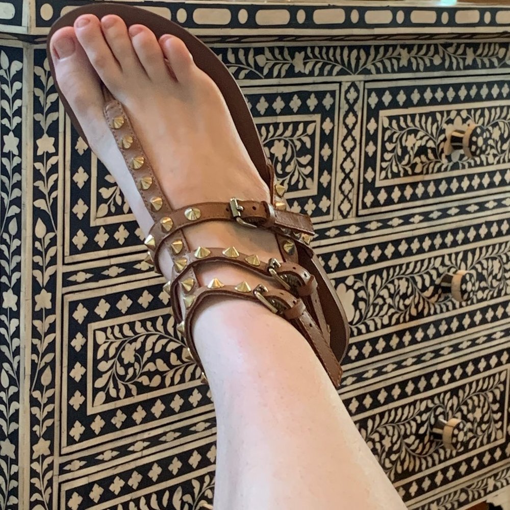 ASH Brown Studded Gladiator Sandals